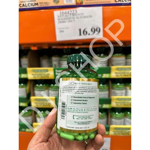 Viên Uống Magnesium Gilycinate 240mg Nature's Bounty - Hỗ Trợ Sức Khỏe Xương, Cơ Bắp, Tim và Thần Kinh - 180 Viên Mỹ