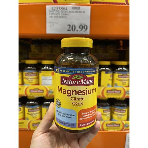 [DJ SHOP] Viên Uống Bổ Sung Magiê Nature Made Magnesium Citrate 250mg 180 VIÊN