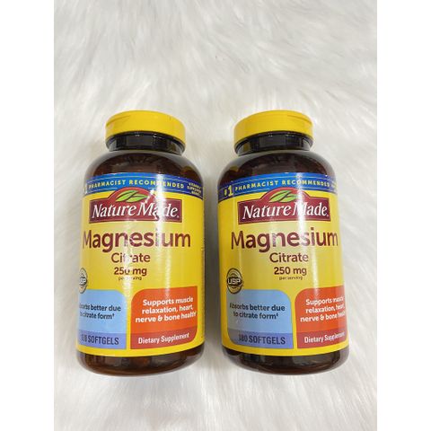 [DJ SHOP] Viên Uống Bổ Sung Magiê Nature Made Magnesium Citrate 250mg 180 VIÊN