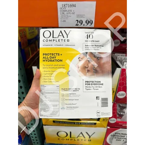 Set Kem Dưỡng Ẩm Chống Nắng Olay Complete+ với SPF 40 và Ceramides - Bảo Vệ Da Mặt 177ml x2, Dưỡng Ẩm và Chống Nắng Hàng Ngày