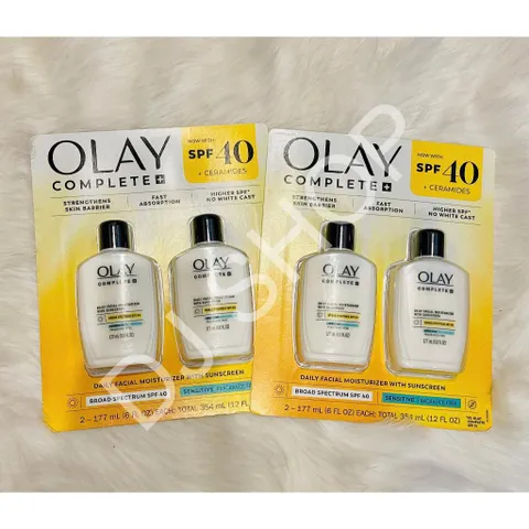 Set Kem Dưỡng Ẩm Chống Nắng Olay Complete+ với SPF 40 và Ceramides - Bảo Vệ Da Mặt 177ml x2, Dưỡng Ẩm và Chống Nắng Hàng Ngày
