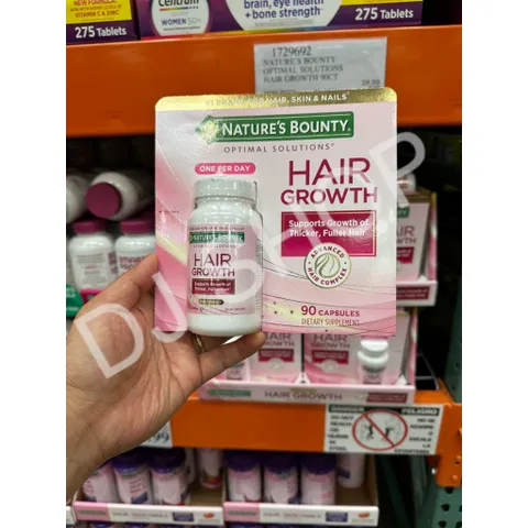 Viên Uống Biotin Hỗ Trợ Tóc Dày Mượt - Nature's Bounty 90 Viên Giúp Tăng Trưởng Tóc Khỏe Mạnh, Không Chứa Gelatin, Dành Cho Người Ăn Chay