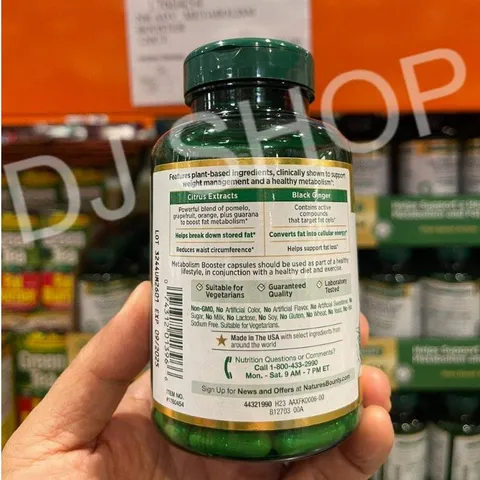 [DJ SHOP] Viên Uống Hỗ Trợ Giảm Cân Nature's Bounty Advanced Metabolism Booster Của Mỹ 120 Viên