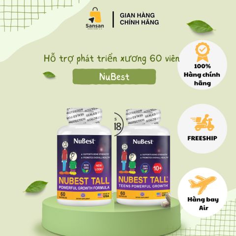 TPBVSK NuBest Tall New Look 10+ - Viên hỗ trợ phát triển chiều cao, xương và răng cho trẻ từ 5 đến 18 tuổi, 60 viên nhập khẩu Mỹ