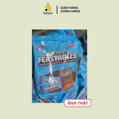 Kẹo Socola MrBeast Feastables Mix 3 Vị - Milk Chocolate, Milk Crunch, Creamy Peanut Butter Cup, 70 Thanh, 909gr - Nguyên Liệu Fairtrade, Hạn Sử Dụng Dài