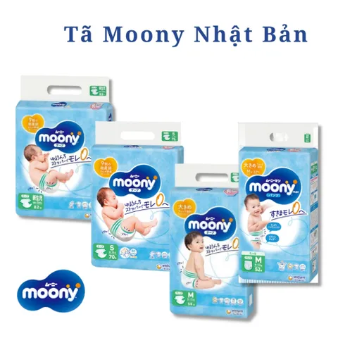 Tã Bỉm Moony Cộng Miếng Nội Địa Nhật - Dán & Quần Các Size NB82, S76, M58, L58 - Siêu Mềm Mại, Thoáng Khí Cho Bé Yêu