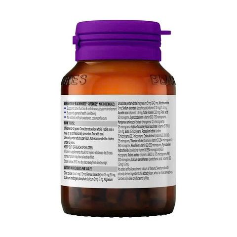 Viên Nhai Tăng Cường Miễn Dịch Cho Bé Blackmores Superkids Multi 60 Chewables - Vitamin Tổng Hợp Giúp Phát Triển Khỏe Mạnh