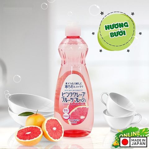 Nước Rửa Chén Trung Tính Rocket Soap 600g - Hương Bưởi Hồng, An Toàn Với Da Tay, Tiện Lợi Cho Bếp và Kính.