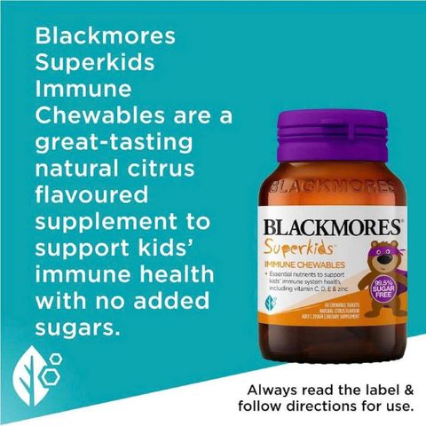 Viên Nhai Tăng Cường Miễn Dịch Blackmores Superkids 60 Viên - Bổ Sung Vitamin, Hỗ Trợ Sức Khỏe Trẻ Em