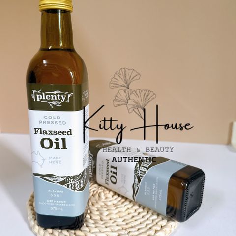 Dầu Hạt Lanh Ép Lạnh Plenty Foods Chai 375ml - Dầu Hạt Lanh Hữu Cơ Tăng Cường Sức Khỏe, Giảm Cân Ẩm Thực và Làm Đẹp