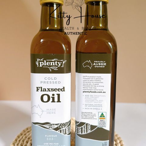 Dầu Hạt Lanh Ép Lạnh Plenty Foods Chai 375ml - Dầu Hạt Lanh Hữu Cơ Tăng Cường Sức Khỏe, Giảm Cân Ẩm Thực và Làm Đẹp