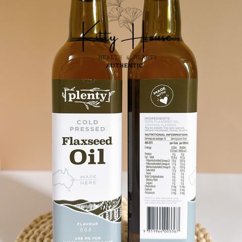 Dầu Hạt Lanh Ép Lạnh Plenty Foods Chai 375ml - Dầu Hạt Lanh Hữu Cơ Tăng Cường Sức Khỏe, Giảm Cân Ẩm Thực và Làm Đẹp