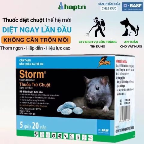 Hộp 5 Gói Viên Nén Diệt Chuột Sinh Học Storm 0.005% - Giải Pháp An Toàn, Hiệu Quả Trong Nhà và Ngoài Trời
