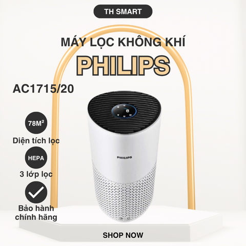 Máy Lọc Không Khí Philips AC1715/20 78m2 - Màng Lọc HEPA 3 Lớp - Công Nghệ Lọc Bụi Mịn và Virus An Toàn Cho Gia Đình