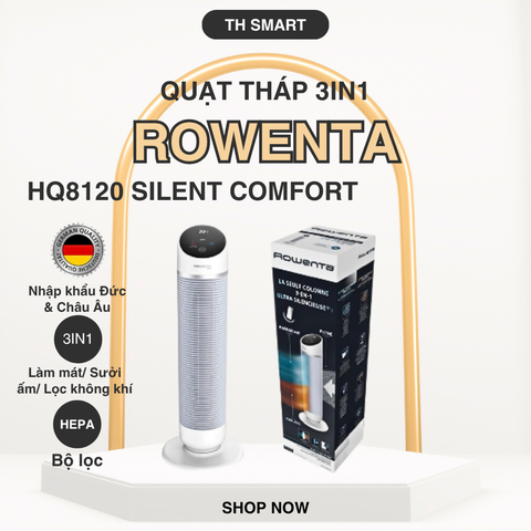 Quạt Tháp ROWENTA HQ8120 3in1 - Làm Mát, Sưởi Ấm và Lọc Không Khí Hiệu Quả, Thiết Kế Sang Trọng, Tiện Lợi cho Mọi Gia Đình