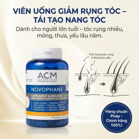 Viên Uống Giảm Rụng Tóc ACM Novophane 180 Viên - Giải Pháp Nuôi Dưỡng Tóc và Móng Khỏe Đẹp, Chứa Biotin và Vitamin C