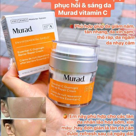 Kem Dưỡng Phục Hồi Murad Essential-C 50ml - Kem Dưỡng Ẩm Ban Đêm Chống Oxy Hóa, Phục Hồi Da, Dưỡng Ẩm Sáng Mịn, Dành Cho Da Khô