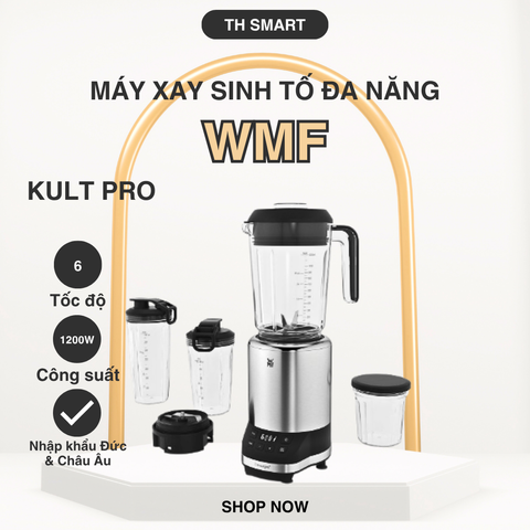 Máy Xay Sinh Tố Đa Năng WMF Kult Pro 1200W - Xay Nhuyễn Thực Phẩm, Làm Sinh Tố & Súp, Thiết Kế Sang Trọng, Chất Liệu An Toàn, Lưỡi Dao Sắc Bén