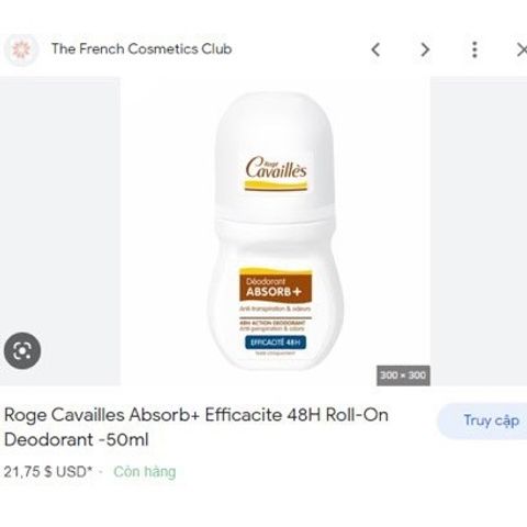 [Ngăn ố vàng] Lăn khử mùi Cavailles Absorb+ Efficacite 48h - 50ml