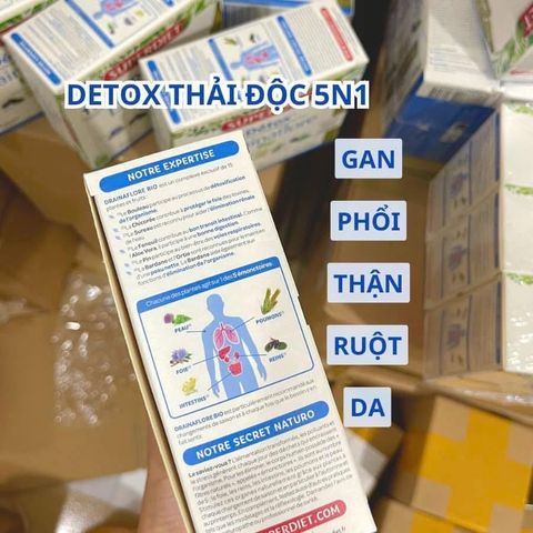 Nước Uống Detox Superdiet Drainaflore Bio Pháp - Thanh Lọc Gan, Thận, Ruột - Hộp 20 Ống Hữu Cơ 15ml