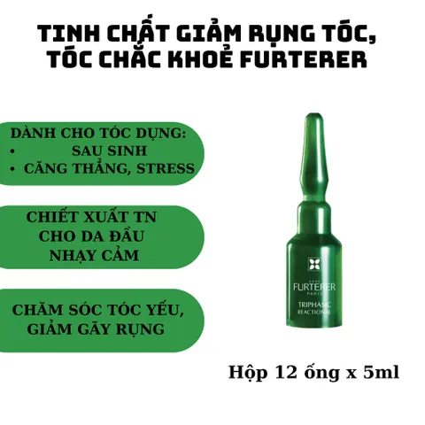 Tinh chất giảm rụng tóc, tóc chắc khoẻ Furterer Triphasic Reactional 2in1 hộp 12 ống vỏ móp