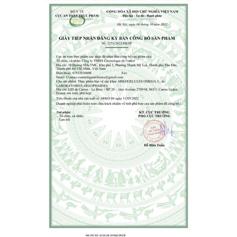 Viên uống dầu cá Omega 3 Arko Pharma Sante - Hỗ trợ tim mạch, trí não, sáng mắt, 40 năm uy tín tại Pháp