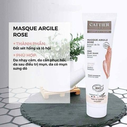 Mặt Nạ Đất Sét Cattier Paris - Masque Argile Đen, Xanh, Hồng, Tím - Chăm Sóc Da Dầu, Nhạy Cảm, Thiếu Sức Sống, Giải Độc Da