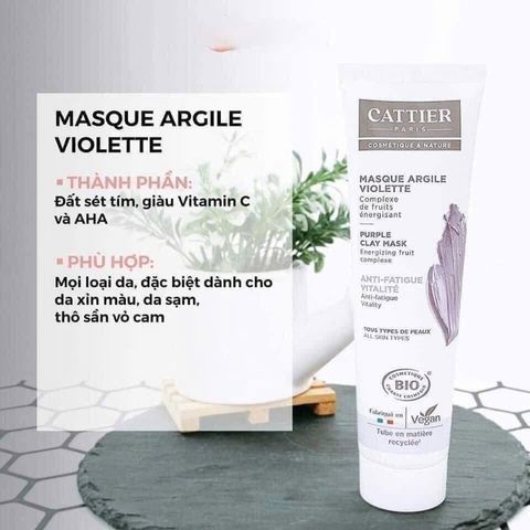 Mặt Nạ Đất Sét Cattier Paris - Masque Argile Đen, Xanh, Hồng, Tím - Chăm Sóc Da Dầu, Nhạy Cảm, Thiếu Sức Sống, Giải Độc Da