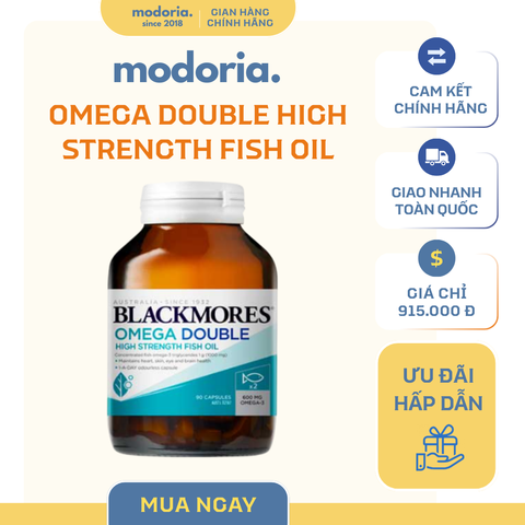 Viên Dầu Cá Blackmores Omega Double High Strength 90 Viên - Hỗ Trợ Tim Mạch, Thị Lực & Làn Da Khỏe Mạnh, Dễ Uống Hàng Ngày