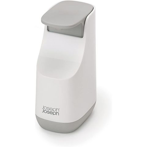 Bình xà phòng Joseph Joseph 70512 Slim Compact - Máy bơm xà phòng nhỏ gọn màu trắng xám cho bồn rửa nhà bếp