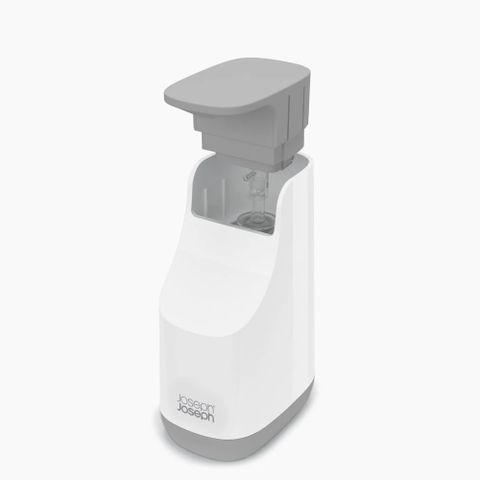 Bình xà phòng Joseph Joseph 70512 Slim Compact - Máy bơm xà phòng nhỏ gọn màu trắng xám cho bồn rửa nhà bếp