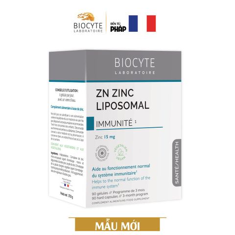 Viên uống bổ sung Zn Zinc Liposomal Biocyte 90 viên - Tăng cường sức đề kháng, hỗ trợ miễn dịch và sức khỏe sinh sản