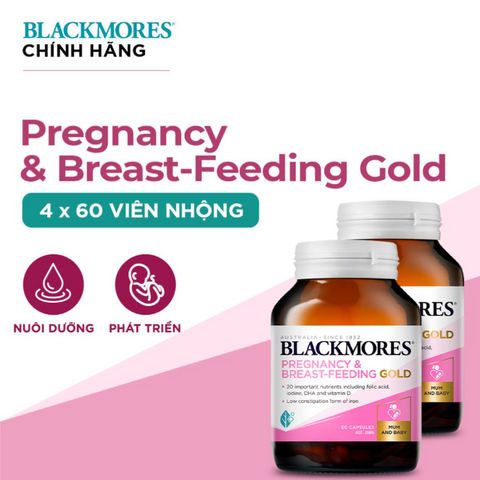 Viên uống bổ sung vitamin Blackmores Pregnancy & Breast Feeding Gold 60 viên - Hỗ trợ sức khoẻ mẹ bầu và cho con bú từ Úc