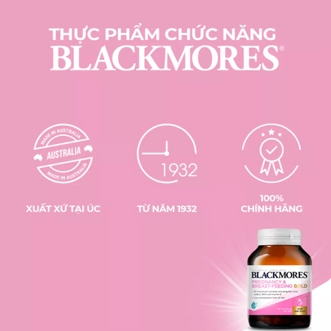 Viên uống bổ sung vitamin Blackmores Pregnancy & Breast Feeding Gold 60 viên - Hỗ trợ sức khoẻ mẹ bầu và cho con bú từ Úc