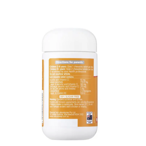 Viên Nhai Vitamin C Zinc D3 Nature's Way Kids Smart - 75 Viên, Hỗ Trợ Phát Triển Cho Trẻ Em, Dễ Dàng Sử Dụng, Hương Vị Trái Cây