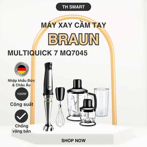 Máy Xay Cầm Tay Đa Năng BRAUN Multiquick 7 MQ7045X 1000W - Thiết Bị Nhà Bếp Cao Cấp Made in EU, Đen, Đa Chức Năng, Xay Nhanh, Tiện Lợi