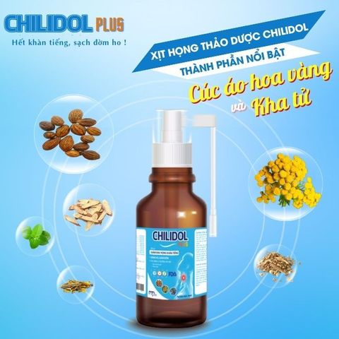 Xịt Họng Chilidol Plus 30ml - Giảm Ho, Đờm, Đau Họng, Khàn Tiếng - Sản Phẩm Cho Trẻ Em Từ 1 Tuổi Trở Lên