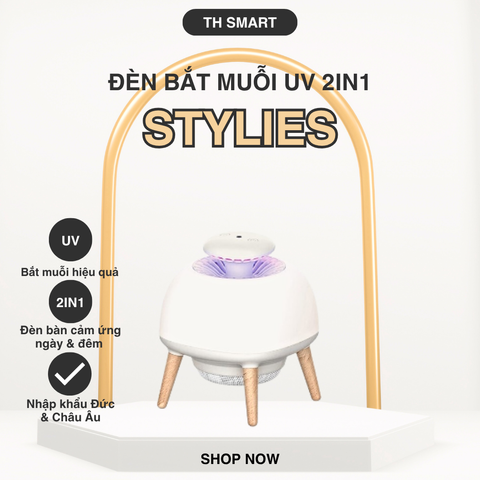 Đèn Bắt Muỗi 2in1 STYLIES UV Thụy Sĩ - Đèn Ngủ & Đèn Bàn An Toàn, Tiết Kiệm Điện, Công Nghệ Không Hóa Chất