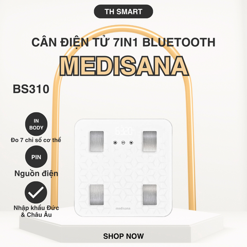 Cân Điện Tử Phân Tích Sức Khỏe 7in1 MEDISANA BS310 Bluetooth - Theo Dõi 7 Chỉ Số Cơ Thể Qua Ứng Dụng VitaDock+