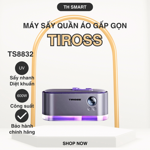Máy Sấy Quần Áo Di Động TIROSS TS8832 - Sấy Nhanh 600W, Thiết Kế Gấp Gọn, Đèn UV Diệt Khuẩn, Tiết Kiệm Không Gian, Lý Tưởng Cho Gia Đình Nhỏ