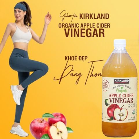 Giấm Táo Hữu Cơ Nguyên Chất Kirkland 946ml (Set 3 Chai) - Hỗ Trợ Giảm Cân, Cải Thiện Tiêu Hóa, Dinh Dưỡng Thể Hình