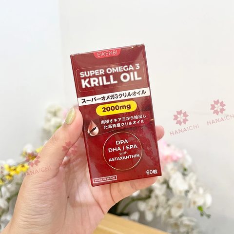 Dầu Cá Omega 3 Nhuyễn Thể Nhật Bản Super Krill Oil Eikenbi 2000mg - Bổ Não, Tăng Cường Trí Nhớ, Hỗ Trợ Chăm Sóc Sức Khỏe 60 Viên
