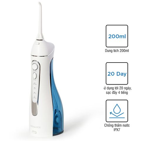 Máy Tăm Nước Không Dây LocknLock ENR156BLU - Chăm Sóc Răng Miệng Hiệu Quả, Thiết Kế Gọn Nhẹ, Hàng Chính Hãng 200ml