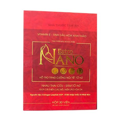 Viên uống Estro Nano Gold H30v - Hỗ Trợ Cân Bằng Nội Tiết Tố Nữ, Cải Thiện Da và Tóc, Giảm Triệu Chứng Tiền Mãn Kinh