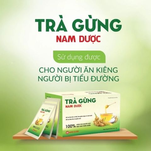 Trà Gừng Nam Dược Hộp 20 Gói x 3g - Hỗ Trợ Làm Ấm Cơ Thể, Giảm Nguy Cơ Cảm Lạnh, Hỗ Trợ Tiêu Hóa, Giảm Nôn