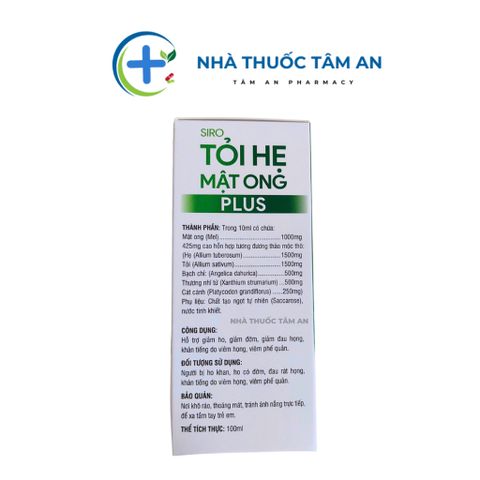 Siro Tỏi Hẹ Mật Ong Plus 100ml - Hỗ Trợ Giảm Ho, Long Đờm, Tăng Đề Kháng, Dành Cho Trẻ Em và Người Lớn