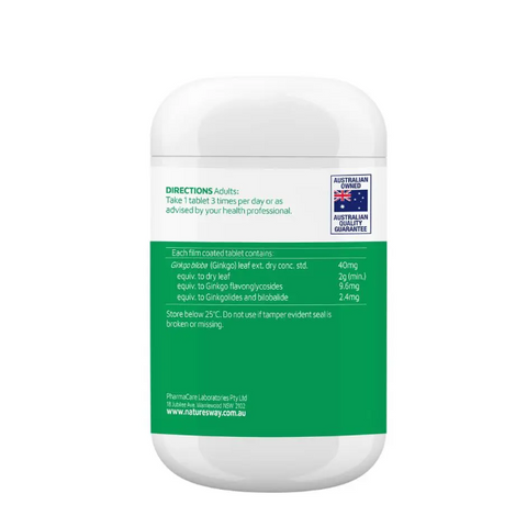 Viên Uống Hỗ Trợ Trí Nhớ Nature's Way Ginkgo 2000 Brain & Memory - 120 Viên - Sản Phẩm Chính Hãng Từ Úc