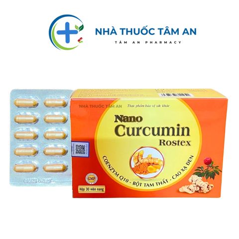 Viên Uống Nghệ Nano Curcumin Rostex - Hỗ Trợ Tiêu Hóa, Giảm Viêm Loét Dạ Dày, Trào Ngược Thực Quản - Hộp 30 Viên