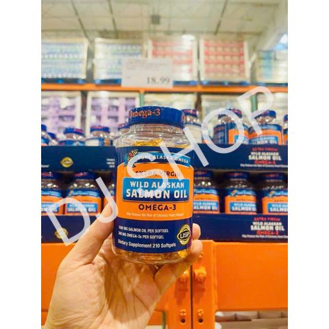 Viên Uống Dầu Cá Hồi Pure Alaska Omega-3 Wild Alaskan Salmon Oil 1000mg - Hỗ Trợ Sức Khỏe Não Bộ & Cải Thiện Da 210 Viên
