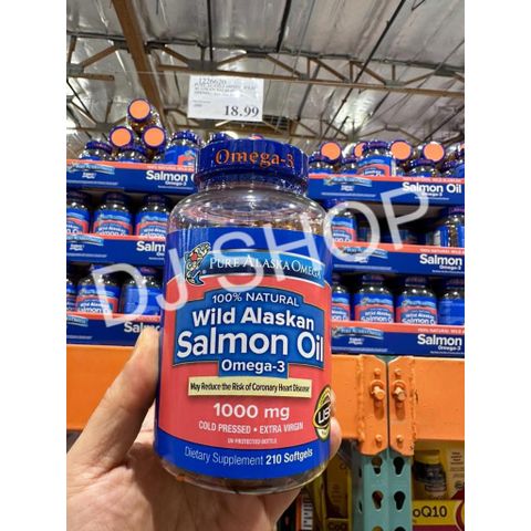 Viên Uống Dầu Cá Hồi Pure Alaska Omega-3 Wild Alaskan Salmon Oil 1000mg - Hỗ Trợ Sức Khỏe Não Bộ & Cải Thiện Da 210 Viên